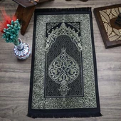 Hediyelik İpek Nur Tafta Seccade Koyu Siyah 68x110 cm - 200 gr - 3