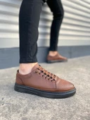 JY0535 Prime Bağcıklı Cilt Erkek Günlük Sneaker Ayakkabı CST - Taba thumbnail 1
