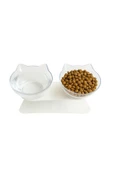 Çift Hazneli Kedi Kulaklı Beslenme Mama ve Su Kabı 350 ML - 3