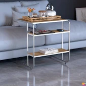 Modilayn C Yan Sehpa Geniş Boy Tekerlekli Çalışma, Atıştırmalık, Yemek, Laptop Sehpası Meşe - 6