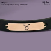 Doğum Ayına Özel 14 Ayar Altın Plakalı Dikdörtgen Motifli Doğal Yeşil Derili Hediye Bileklik-367 thumbnail 2