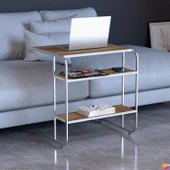 Modilayn C Yan Sehpa Geniş Boy Tekerlekli Çalışma, Atıştırmalık, Yemek, Laptop Sehpası Meşe - 7