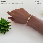 Doğum Ayına Özel 14 Ayar Altın Plakalı Kuş Motifli Hasır Kordonlu Hediye Bileklik-365 thumbnail 1