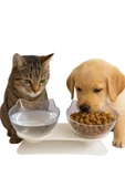 Çift Hazneli Kedi Kulaklı Beslenme Mama ve Su Kabı 350 ML - 2