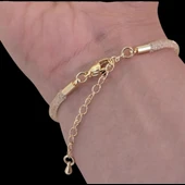 İsme Özel Kelebek Figürlü Hasır Kordonlu 14 Ayar Altın Plakalı Hediye Bileklik-366 thumbnail 4