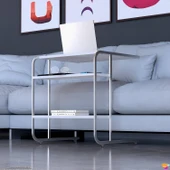 Modilayn C Yan Sehpa Geniş Boy Tekerlekli Çalışma, Atıştırmalık, Yemek, Laptop Sehpası Beyaz Desenli - 14