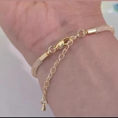 İsme Özel Kuş Motifli Hasır Kordonlu 14 Ayar Altın Plakalı Hediye Bileklik-365 thumbnail 5