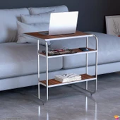 Modilayn C Yan Sehpa Geniş Boy Tekerlekli Çalışma, Atıştırmalık, Yemek, Laptop Sehpası Abanoz - 7