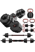 Hepitop 4’ü 1 Arada Dambıl Seti 20 KG | Ayarlanabilir Dumbbell – Barbell – Kettlebell – Şınav Barı Spor Seti - 1