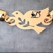 Harfe Özel 14 Ayar Altın Plakalı Kuş Motifli Hasır Kordonlu Hediye Bileklik-365 thumbnail 3