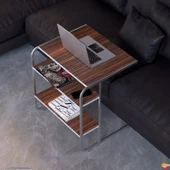 Modilayn C Yan Sehpa Geniş Boy Tekerlekli Çalışma, Atıştırmalık, Yemek, Laptop Sehpası Abanoz - 1