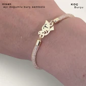 Doğum Ayına Özel 14 Ayar Altın Plakalı Kuş Motifli Hasır Kordonlu Hediye Bileklik-365 thumbnail 4