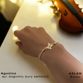 Doğum Ayına Özel 14 Ayar Altın Plakalı Kelebek Figürlü Hasır Kordonlu Hediye Bileklik-366 thumbnail 1