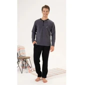 Estiva Düz Renk Uzun Kol Polar Erkek Pijama Takım thumbnail 7