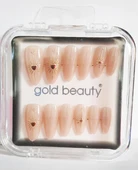 Gold Beauty Kedi Gözü Takma Tırnak 12 li EP-1527 - 20/1 Ten Güneş Desenli - 1