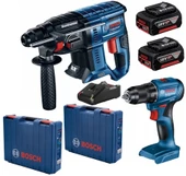 BOSCH 2 Lİ SET GBH 180 LI + GSR 185 LI + 2 x 4 Ah akü + GAL 18V40 + 2 L box çanta - 1