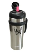 Shotay ST-8919 Çift Kullanım Pipetli/Rahat İçim Gri 1000ml Çelik Termos - 4