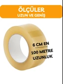 6cm x 100 Metre Koli Bandı Dayanıklı Kaliteli Yapıştırma Şeffaf Güçlü Yapıştırma Ev Ofis Bantı - 6