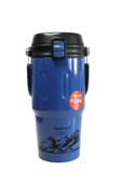 Shotay ST-8166 Çift Kullanım Pipetli/Rahat İçim Mavi 650ml Çelik Termos - 2