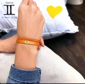 Burca Özel Kalp Motifli Doğal Kahverengi Derili 14 Ayar Altın Plakalı Hediye Bileklik-374 thumbnail 2