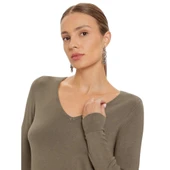 Kadın V Yaka Triko Kazak 15333990 thumbnail 12