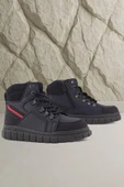 Rakerplus Hakiki Deri Siyah Kırmızı Fermuarlı Erkek Çocuk Bot thumbnail 1