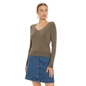 Kadın V Yaka Triko Kazak 15333990 thumbnail 11