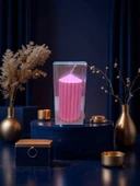 Kokulu Doğal 20cm-8cm ebatlarda pembe renk Dekoratif mum thumbnail 5