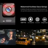 CC-33 Full HD 3 Kameralı Araç İçi Güvenlik Kamerası 128GB – IR Gece Görüşü, Ön-Arka-İç Kayıt,DashCam - 3