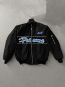 Tam Kalıp Uzun Kol Baskılı Bomber Ceket - Siyah thumbnail 1