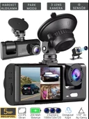 CC-33 Full HD 3 Kameralı Araç İçi Güvenlik Kamerası 64GB – IR Gece Görüşü, Ön-Arka-İç Kayıt,DashCam - 1