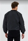 Erkek Düz Bomber Ceket - Siyah thumbnail 3