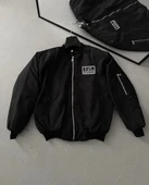 İçi Kapitone Astarlı Tam Kalıp Baskılı Bomber Ceket - Siyah thumbnail 1