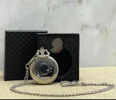 Özel Kutulu Türk Bayrağı Tasarımlı Gümüş Köstekli Saat thumbnail 1