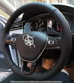 Golf 7 Jetta Passat Tiguan Polo-T-Roc F1 Dikmeli Araca Özel Direksiyon Kılıfı NOKTA DÜZ SİYAH İPLİ thumbnail 1