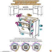 Modilayn YENİCE 110x97x32, 5 cm 3 raflı ve 3 sepetli dolap ile çamaşırlarınız artık daha düzenli - 4