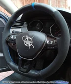Golf 7 Jetta Passat Tiguan Polo-T-Roc F1 Dikmeli Araca Özel Direksiyon Kılıfı ALCANTRA KARBON thumbnail 1