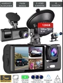 CC-33 Full HD 3 Kameralı Araç İçi Güvenlik Kamerası 128GB – IR Gece Görüşü, Ön-Arka-İç Kayıt,DashCam - 1
