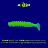 Silikon Kurt Yem - 1,5g 45mm - Fishack - 10 Adet - UV Silikon - Fluo Green - Karides Kokulu - 2