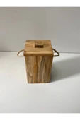 woodünya Ip Tutamaklı Ahşap Çöp Kovası Küçük Boy Ahşap Banyo Çöp Kutusu Mutfak Çöp Kovası thumbnail 1