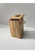 woodünya Ip Tutamaklı Ahşap Çöp Kovası Küçük Boy Ahşap Banyo Çöp Kutusu Mutfak Çöp Kovası thumbnail 3