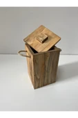 woodünya Ip Tutamaklı Ahşap Çöp Kovası Küçük Boy Ahşap Banyo Çöp Kutusu Mutfak Çöp Kovası thumbnail 5