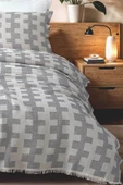 Cottonest Çift Kişilik Pike Yatak Örtüsü Seti İki Yastıklı Saçaklı - 2