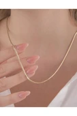 bettin tasarım Gold Renk 60 Cm 2 Mm Kalınlık Unisex Çelik İnce Ezme İtalyan Zincir Kolye - 1