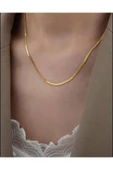 bettin tasarım Gold Renk 60 Cm 2 Mm Kalınlık Unisex Çelik İnce Ezme İtalyan Zincir Kolye - 4