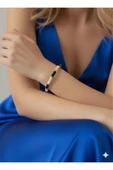 bettin tasarım Renkli Mineli Çelik Renkli Enamel Detaylı Kadın Bileklik - 12