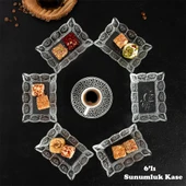 Porsima Almina 6'lı Kahve Yanı Lokumluk Sunumluk Cam Kase Seti Mini İkramlık Şekerlik, Reçellik, Sosluk Kase - 5