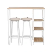 Step-Up 2 Tabureli Yüksek Ayaklı Raflı Mutfak Masa Takımı - Beyaz 100x50x100 - 2