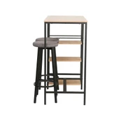 Step-Up 2 Tabureli Yüksek Ayaklı Raflı Yemek Masası Ceviz/Siyah 100x50x100 - 4