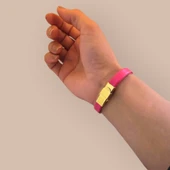 Doğum Ayına Özel 14 Ayar Altın Plakalı Kalp Detaylı Oval Motifli Doğal Pembe Derili Hediye Bileklik-377 thumbnail 5